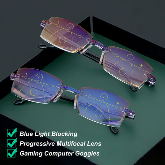 Buy 2 Free Shipping - Blue gems high hardness Anti-wear anti blue light intelligent dual focus reading glasses